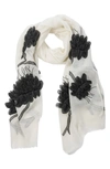 SAACHI IVORY FLORAL EMBROIDERED SCARF