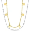 Delmar Two-tone Heart And Ball Bead Chain Necklace In Gold Silver Multi-color
