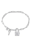 Delmar Lock & Key Love Paperclip Link Bracelet In Silver
