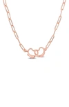 Delmar Open Heart Paperclip Link Necklace In Rose