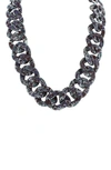 Olivia Welles Amelia Speckled Link Necklace In Wine Multi