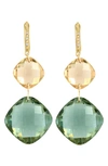 Effy 14k Yellow Gold Green Quartz Citrine & Diamond Drop Earrings In Gold Multi