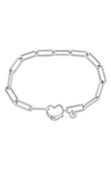 Delmar Heart Paperclip Link Bracelet In Silver