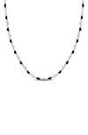 Delmar Sterling Silver Black Enamel Station Heart Link Necklace In Silver
