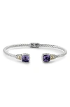Samuel B. 18k & Silver 2.90 Ct. Tw. Amethyst Floral Bangle Bracelet In Purple