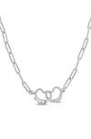 Delmar Open Heart Paperclip Link Necklace In Silver