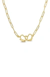 Delmar Open Heart Paperclip Link Necklace In Gold