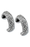 Samuel B. Sterling Silver Woven Dot Hoop Earrings In Silver