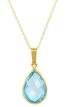 Savvy Cie Jewels 18k Gold Plated Sterling Silver Semiprecious Stone Pendant Necklace In Blue