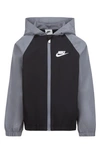 Nike Little Boys Split Futura Raglan Wind Runner In Black/ Smoke Grey