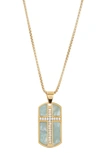 ED JACOBS NYC JEWELED CROSS DOG TAG PENDANT NECKLACE