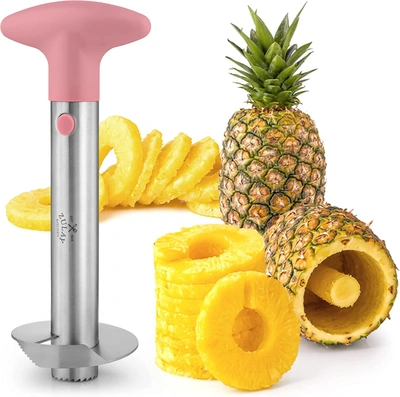 Zulay Kitchen Stainless Steel Pineapple Cutter For Easy Core Removal & Slicing In Pink