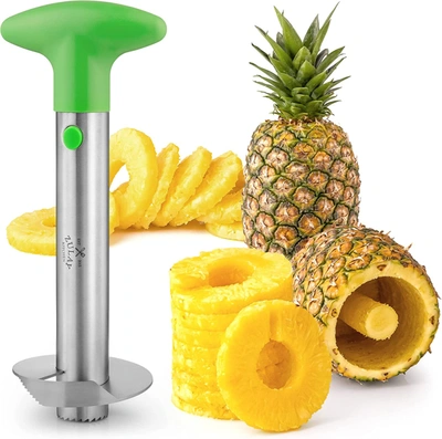 Zulay Kitchen 1 Piece Stainless Steel Pineapple Corer And Slicer Tool In Green
