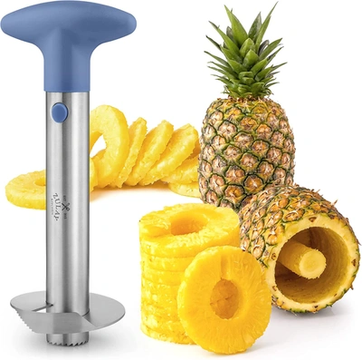 Zulay Kitchen Stainless Steel Pineapple Cutter For Easy Core Removal & Slicing In Blue