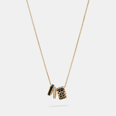 Coach Outlet Signature Enamel Necklace In Black