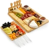 Zulay Kitchen Extra Thick Bamboo Charcuterie Board Set With 4 Piece Knife Set In Brown