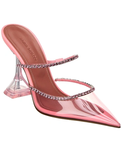 Amina Muaddi Gilda Vinyl & Leather Pump In Pink