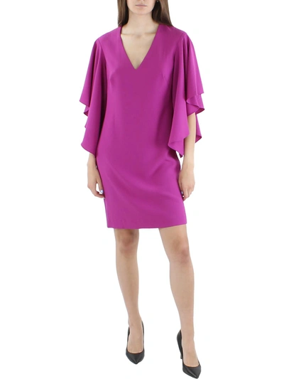 Lauren Ralph Lauren Womens Knit Flutter Sleeves Shift Dress In Pink
