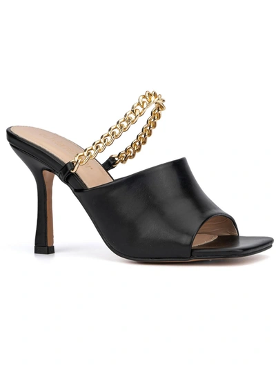 Olivia Miller Nelly Womens Faux Leather Square Toe Heels In Black