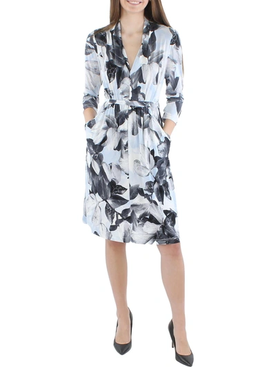 Calvin Klein Womens Floral A-line Wear To Work Dress In Multi