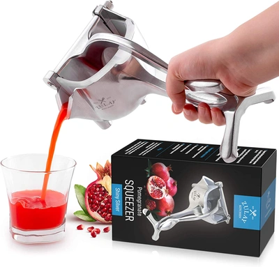 Zulay Kitchen Fruit Manual Juicer With Removable Handle, 2 Strainers & 1 Liner In Silver