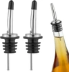 Zulay Kitchen 2 Pack Stainless Steel Liquor Pourers With Rubber Dust Caps In Black