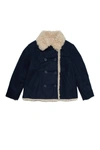 MARNI DOUBLE-BREASTED CLOTH JACKET LINED WITH FAUX FUR