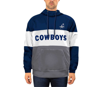 New Era Men's  Navy, White Distressed Dallas Cowboys Big And Tall Retro Joe Pullover Hoodie In Navy,white