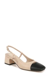 Sam Edelman Tarra Two-tone Cutout Leather Slingback Pumps In Summer Sand/ Black