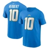 Nike Men's  Justin Herbert Powder Blue Los Angeles Chargers Player Name And Number T-shirt In Powder Blue