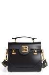 Balmain B-buzz 23 Monogram Leather Top Handle Bag In 0pa Black