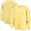 Pressbox Yellow North Carolina Tar Heels Comfy Cord Bar Print Pullover Sweatshirt In Yellow
