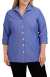 Shop Foxcroft Pandora Non-iron Tunic Shirt In Dark Chambray