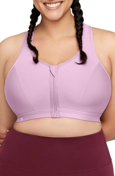 GLAMORISE FULL FIGURE ZIP-UP SPORTS BRA