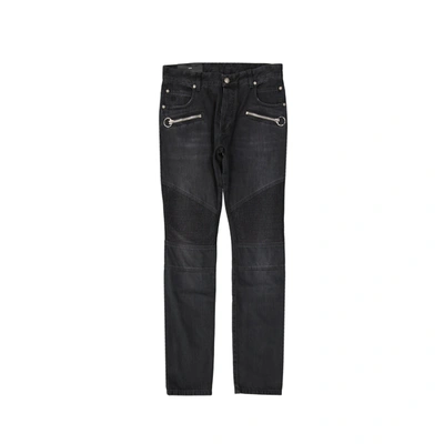Balmain Cotton Slim Denim Jeans In Black