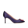 Manolo Blahnik 70mm Hangisi Satin Pumps In Blue