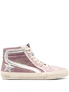 Golden Goose Slide Mid-top Suede Sneakers In Purple/silver/ivory