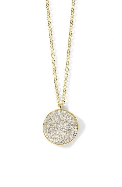 Ippolita 18k Yellow Gold Stardust Diamond Pave Medium Disc Pendant Necklace, 16-18