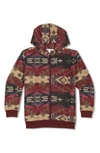 Threads 4 Thought Kids' Print Zip-up Hooded Fleece Jacket In Royal Burgundy