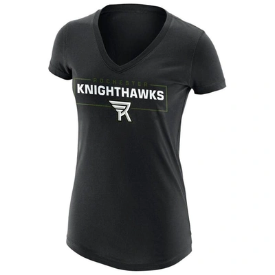 Adpro Sports Black Rochester Knighthawks Primary Logo V-neck T-shirt