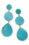 Ippolita Three-stone Teardrop Earrings In Gold/ Turquoise