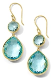 Ippolita Snowman Teardrop Earrings In 18k Gold In Gold/ Blue Topaz