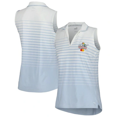 Puma Light Blue Arnold Palmer Mattr Stripe Sleeveless V-neck Polo