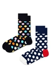 Happy Socks Assorted 2-pack Classic Big Dot Socks In Black