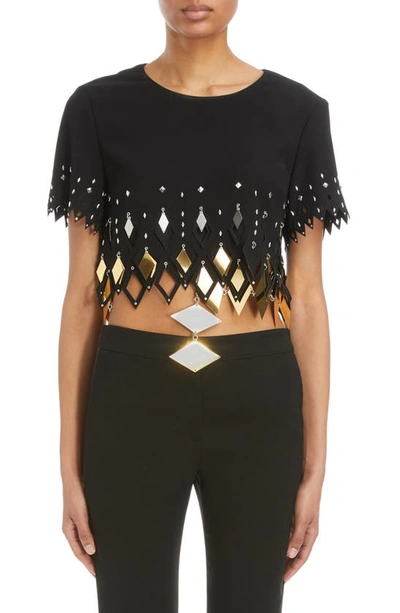 Paco Rabanne Cady Embellished Crop Top In Black