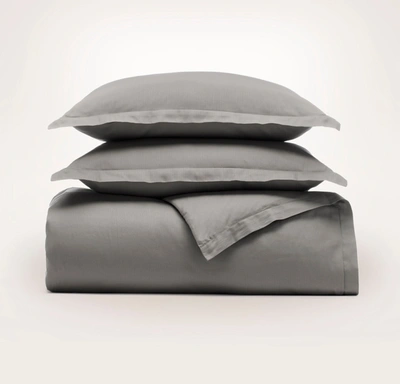 Boll & Branch Organic Signature Textured Stripe Duvet Set In Stone
