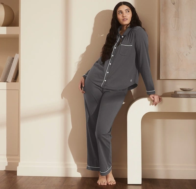 Boll & Branch Soft Knit Long Sleeve & Pants Pajama Set In Night