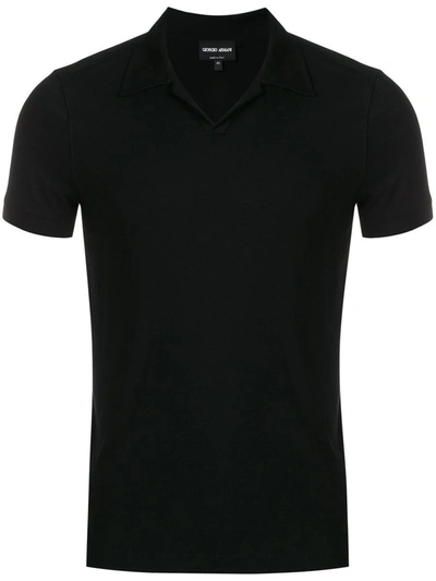 Giorgio Armani Short-sleeve Polo Top In Black