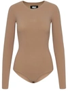 Mm6 Maison Margiela Beige Crewneck Bodysuit In Nude