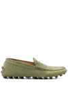 Tod's Gommino Suede Driving Shoes In Green